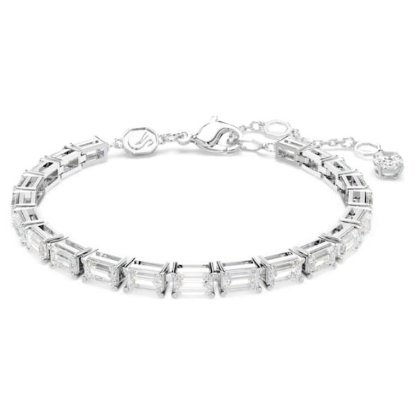 Matrix Tennis bracelet Baguette cut, White, Rhodium plated - Image 7