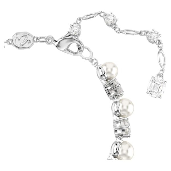 Matrix Tennis bracelet Crystal pearl, Round cut, White, Rhodium plated - Image 4
