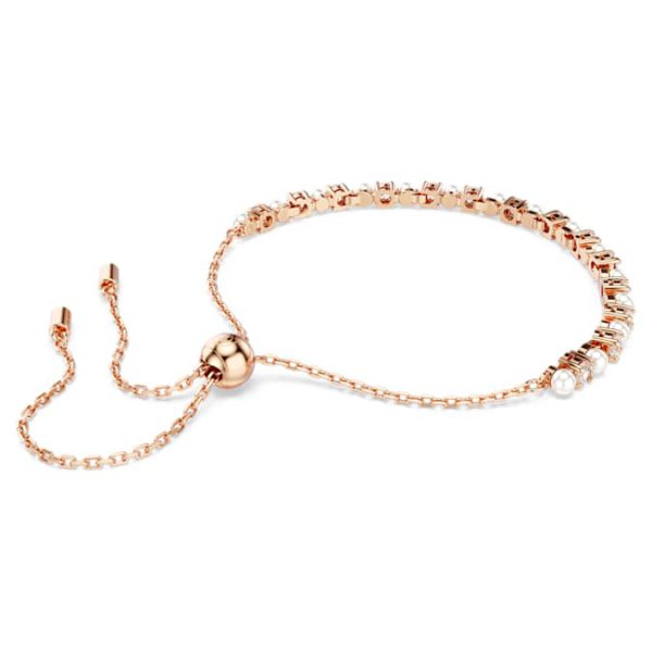 Matrix Tennis bracelet Crystal pearl, Round cuts, White, Rose gold-tone plated - Image 5