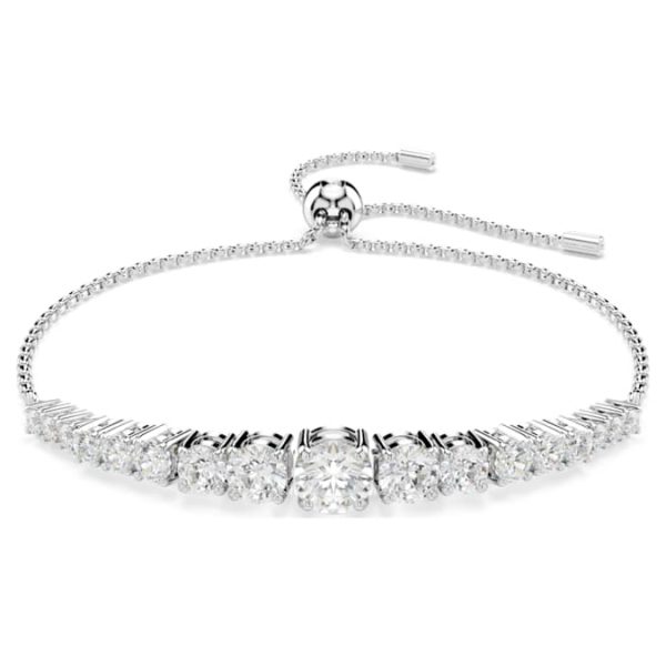 Matrix Tennis bracelet Gradient of round cuts, White, Rhodium plated - Image 7