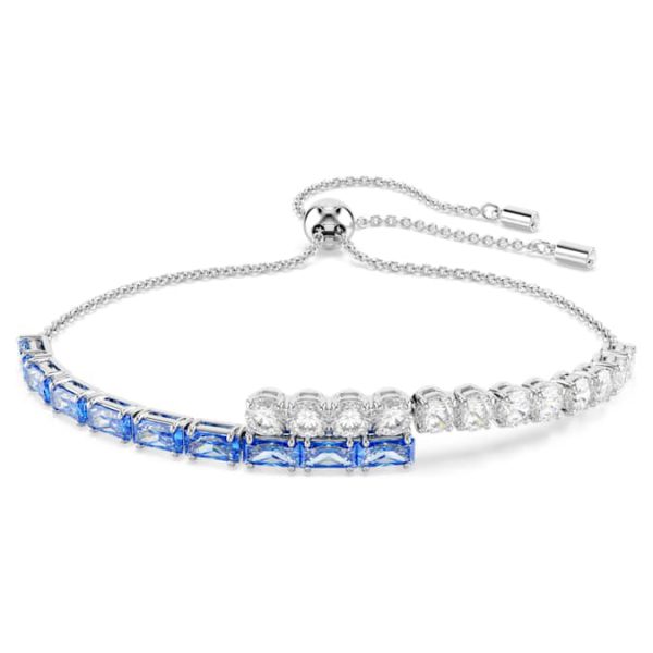 Matrix Tennis bracelet Mixed cuts, Blue, Rhodium plated - Image 2