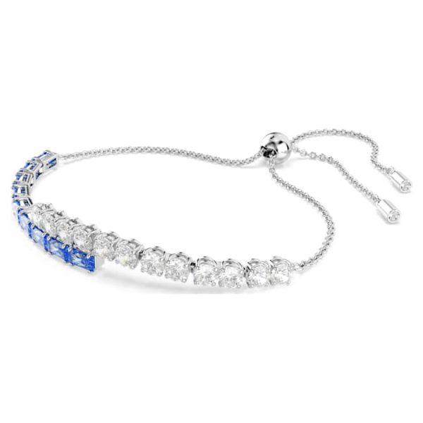 Matrix Tennis bracelet Mixed cuts, Blue, Rhodium plated - Image 3