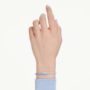 Matrix Tennis bracelet Mixed cuts, Blue, Rhodium plated