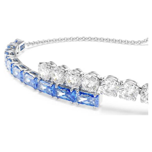 Matrix Tennis bracelet Mixed cuts, Blue, Rhodium plated - Image 5