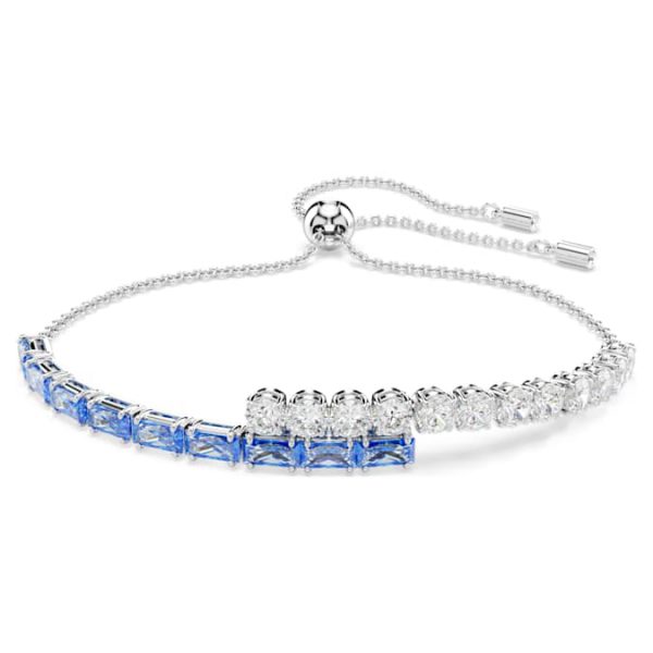 Matrix Tennis bracelet Mixed cuts, Blue, Rhodium plated - Image 8