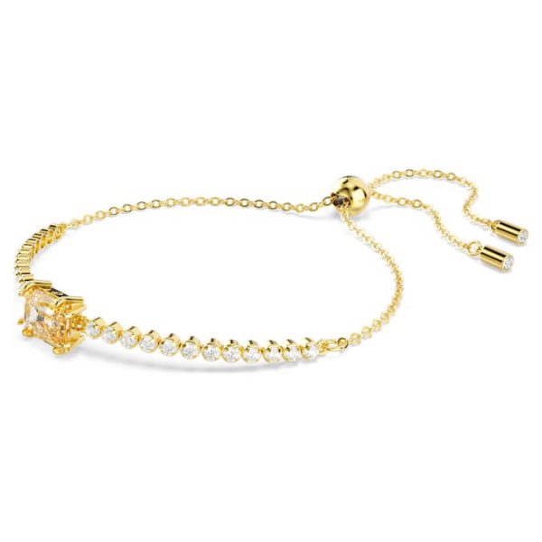 Matrix Tennis bracelet Mixed cuts, Caramel, Gold-tone plated - Image 2