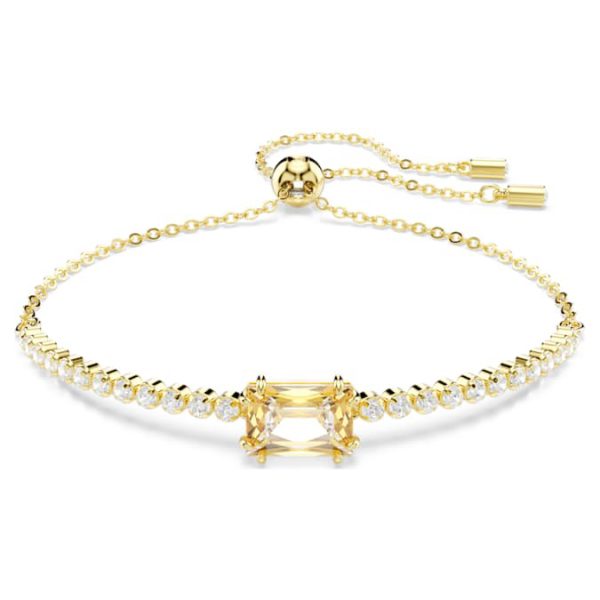 Matrix Tennis bracelet Mixed cuts, Caramel, Gold-tone plated - Image 6