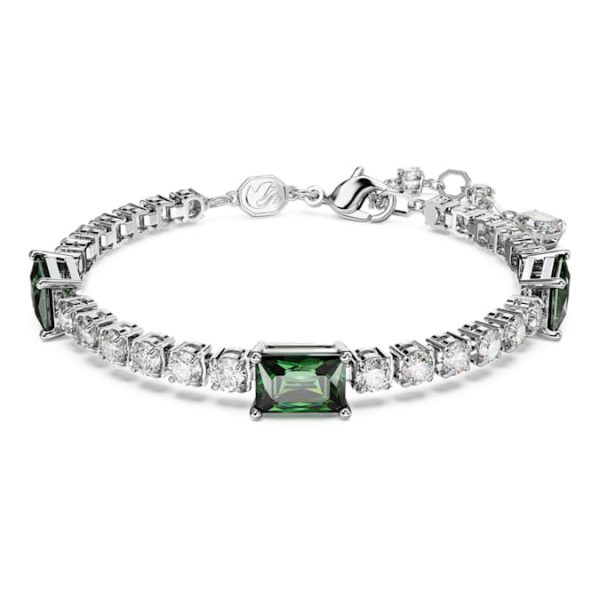 Matrix Tennis bracelet Mixed cuts, Green, Rhodium plated - Image 2