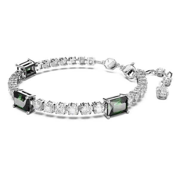 Matrix Tennis bracelet Mixed cuts, Green, Rhodium plated - Image 3
