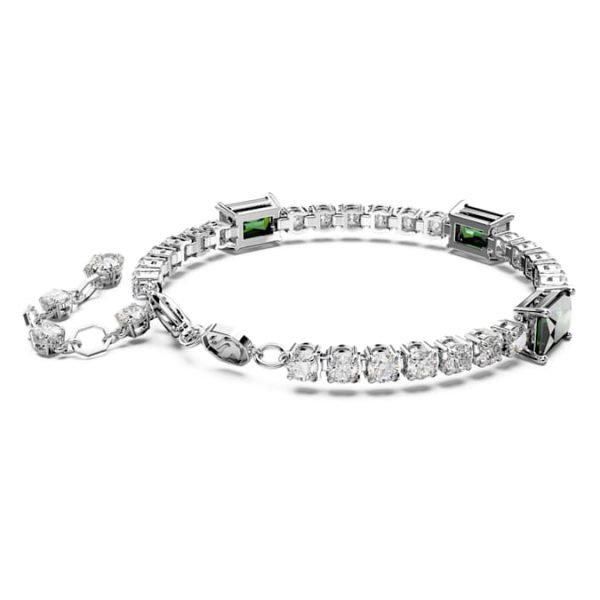 Matrix Tennis bracelet Mixed cuts, Green, Rhodium plated - Image 5