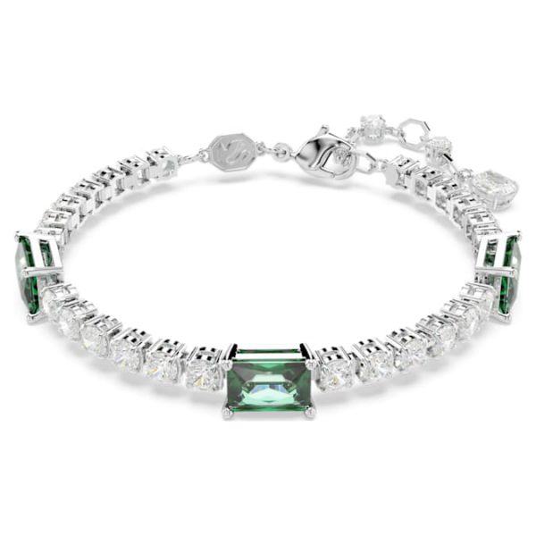 Matrix Tennis bracelet Mixed cuts, Green, Rhodium plated - Image 6