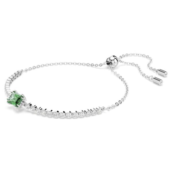 Matrix Tennis bracelet Mixed cuts, Green, Rhodium plated - Image 3