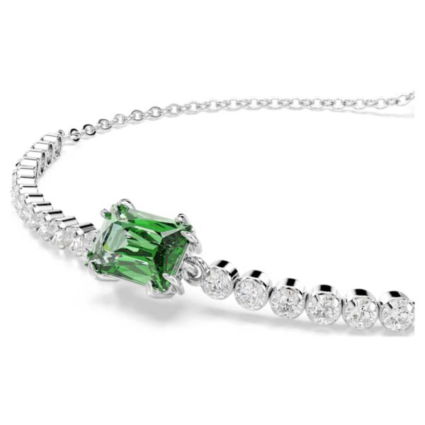 Matrix Tennis bracelet Mixed cuts, Green, Rhodium plated - Image 5