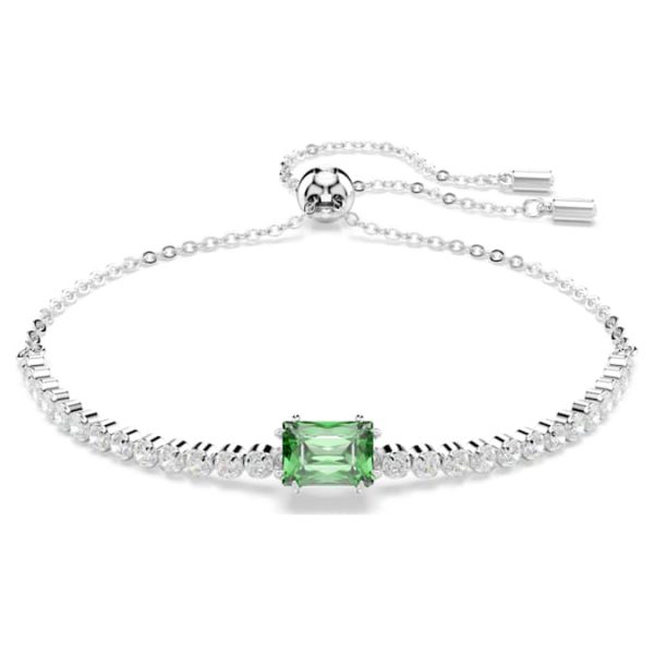Matrix Tennis bracelet Mixed cuts, Green, Rhodium plated - Image 7