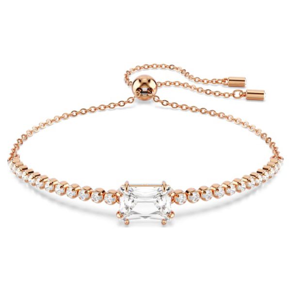 Matrix Tennis bracelet Mixed cuts, White, Rose gold-tone plated - Image 2