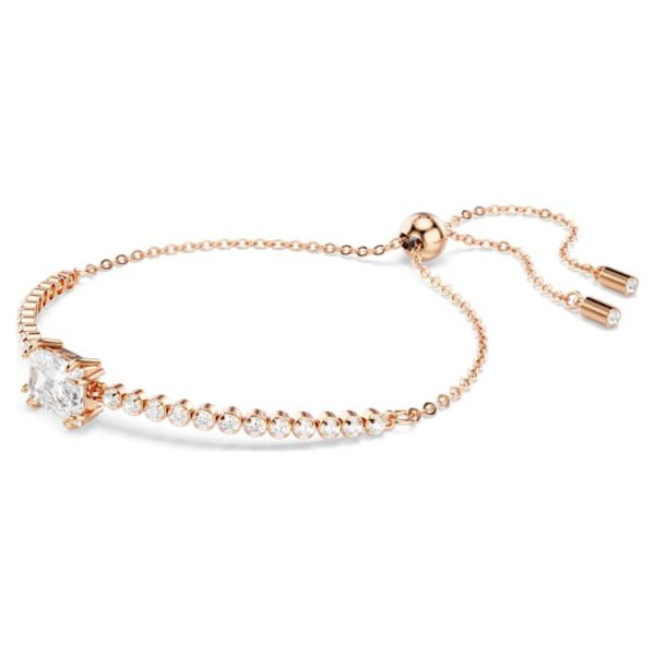 Matrix Tennis bracelet Mixed cuts, White, Rose gold-tone plated - Image 3