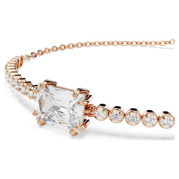 Matrix Tennis bracelet Mixed cuts, White, Rose gold-tone plated - Image 5