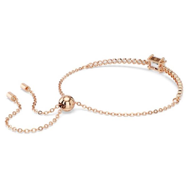 Matrix Tennis bracelet Mixed cuts, White, Rose gold-tone plated - Image 6
