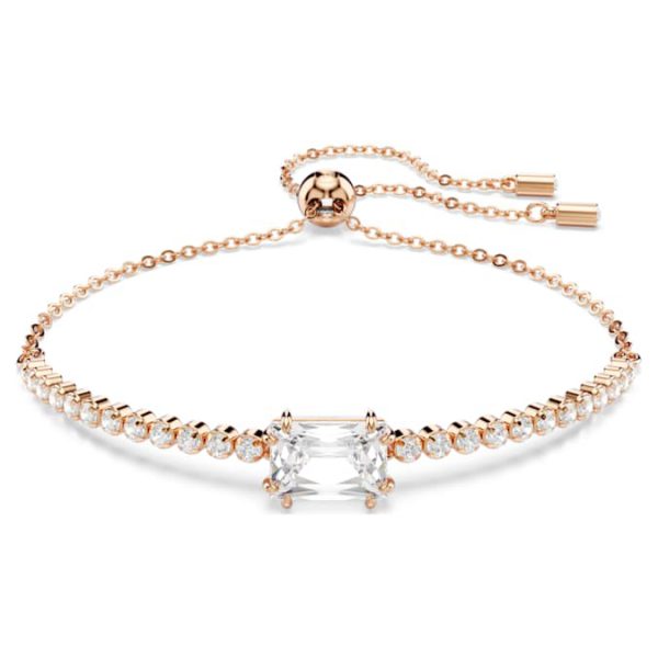 Matrix Tennis bracelet Mixed cuts, White, Rose gold-tone plated - Image 7