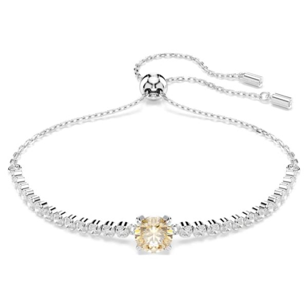 Matrix Tennis bracelet Mixed cuts, Yellow, Rhodium plated - Image 2