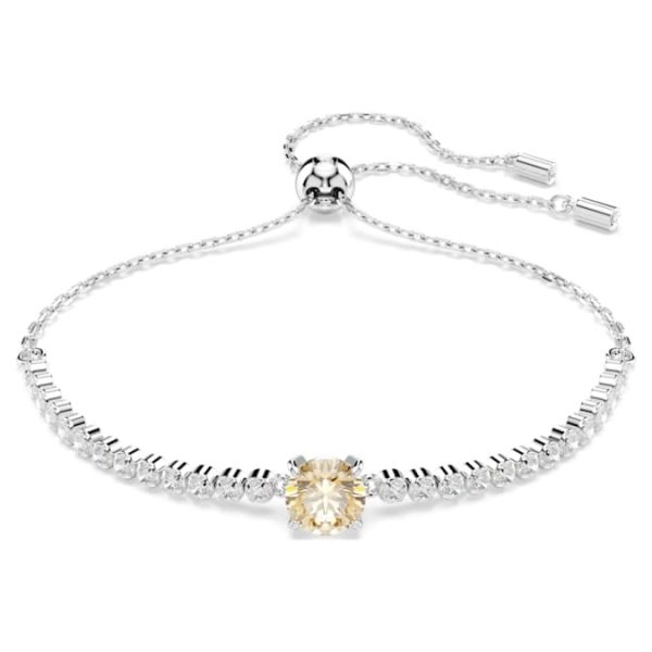 Matrix Tennis bracelet Mixed cuts, Yellow, Rhodium plated - Image 6