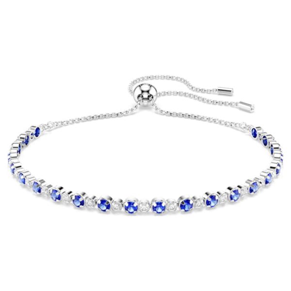 Matrix Tennis bracelet Mixed round cuts, Blue, Rhodium plated - Image 2