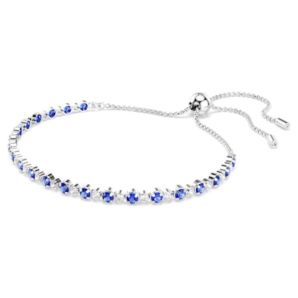 Matrix Tennis bracelet Mixed round cuts, Blue, Rhodium plated - Image 3