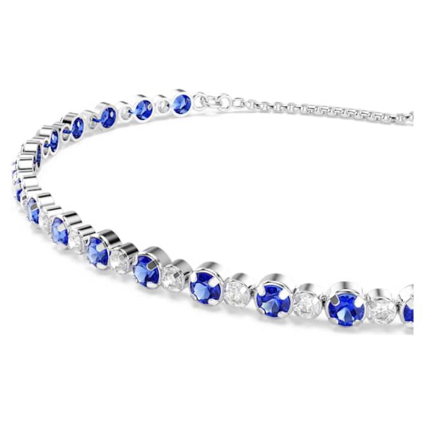 Matrix Tennis bracelet Mixed round cuts, Blue, Rhodium plated - Image 5