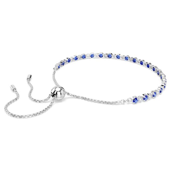 Matrix Tennis bracelet Mixed round cuts, Blue, Rhodium plated - Image 6