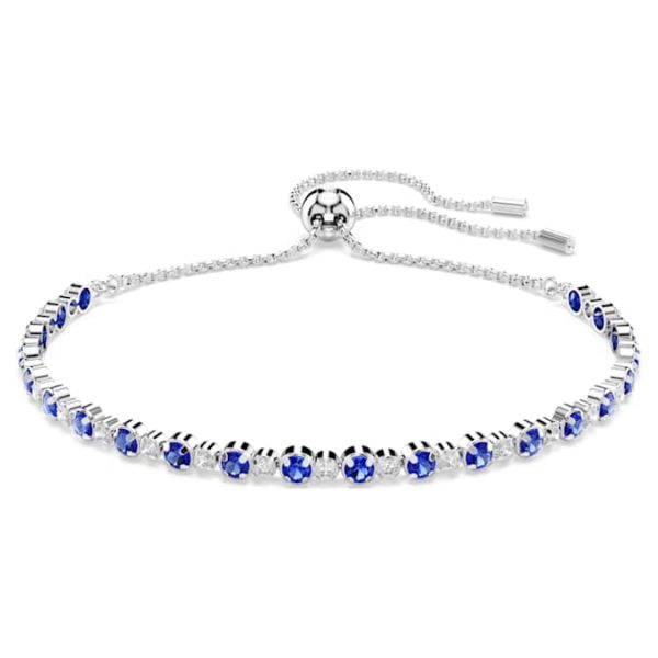 Matrix Tennis bracelet Mixed round cuts, Blue, Rhodium plated - Image 7