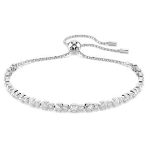 Matrix Tennis bracelet Mixed round cuts, White, Rhodium plated