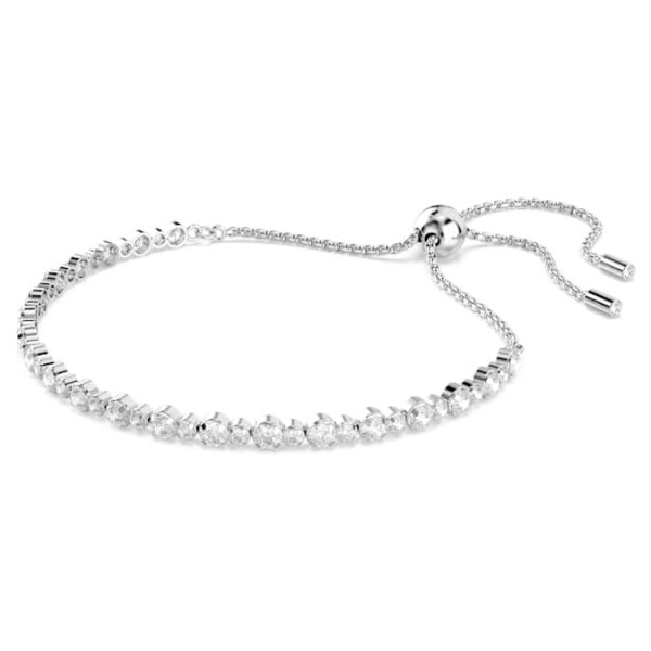 Matrix Tennis bracelet Mixed round cuts, White, Rhodium plated - Image 2