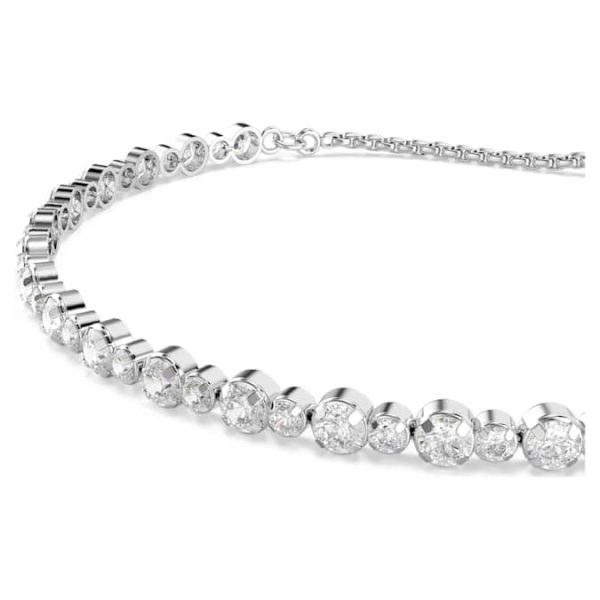 Matrix Tennis bracelet Mixed round cuts, White, Rhodium plated - Image 4
