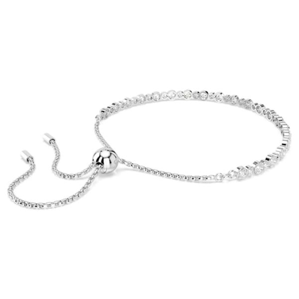 Matrix Tennis bracelet Mixed round cuts, White, Rhodium plated - Image 5