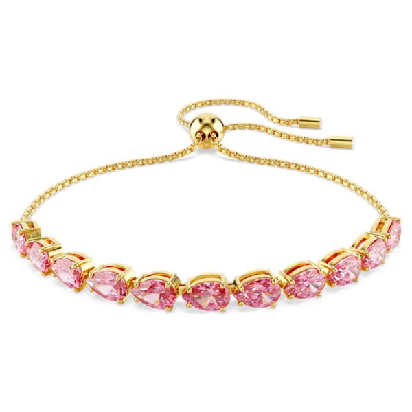 Matrix Tennis bracelet Pear cut, Pink, Gold-tone plated - Image 2