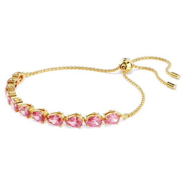Matrix Tennis bracelet Pear cut, Pink, Gold-tone plated - Image 3