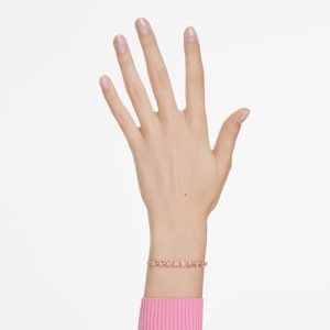 Matrix Tennis bracelet Pear cut, Pink, Gold-tone plated