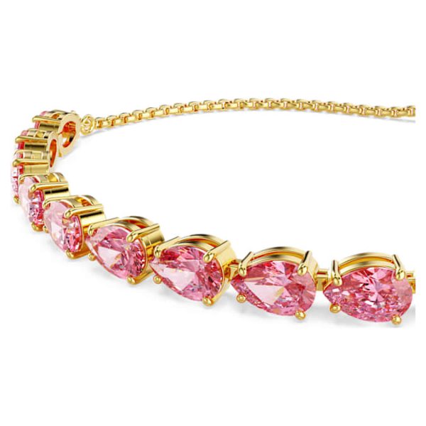 Matrix Tennis bracelet Pear cut, Pink, Gold-tone plated - Image 5