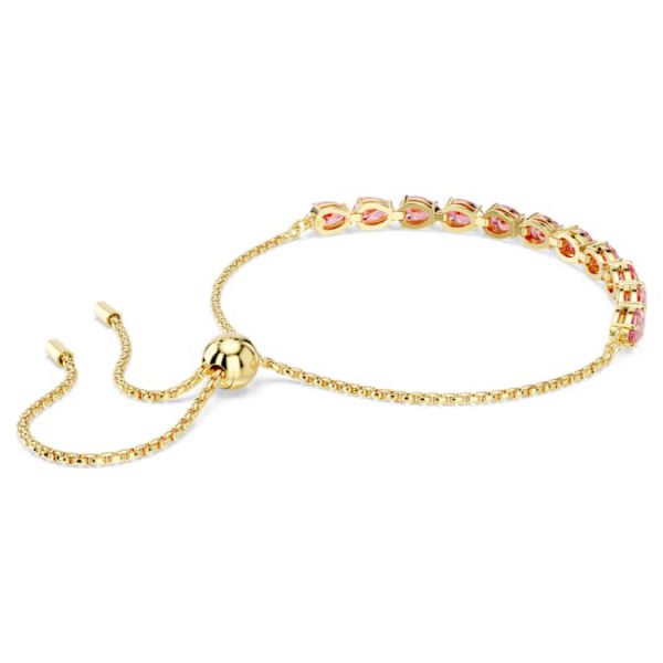 Matrix Tennis bracelet Pear cut, Pink, Gold-tone plated - Image 6