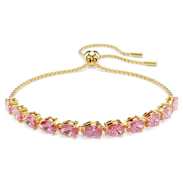 Matrix Tennis bracelet Pear cut, Pink, Gold-tone plated - Image 8