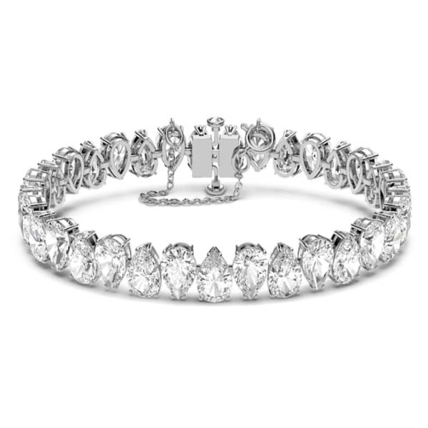 Matrix Tennis bracelet Pear cut, White, Rhodium plated - Image 2