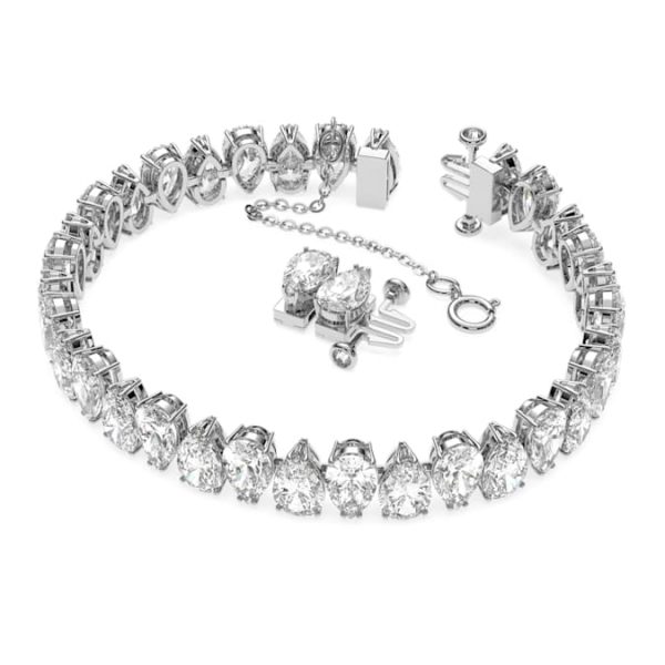 Matrix Tennis bracelet Pear cut, White, Rhodium plated - Image 3