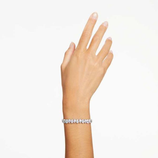 Matrix Tennis bracelet Pear cut, White, Rhodium plated