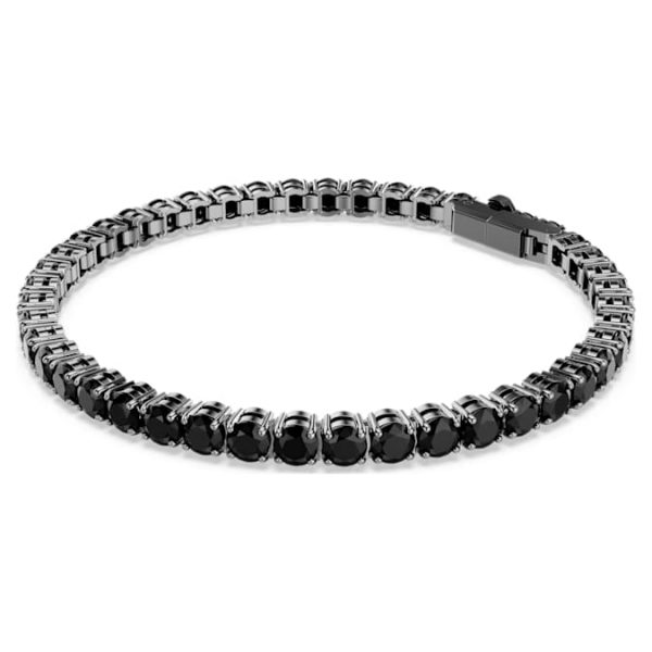 Matrix Tennis bracelet Round cut, Black, Ruthenium plated - Image 3