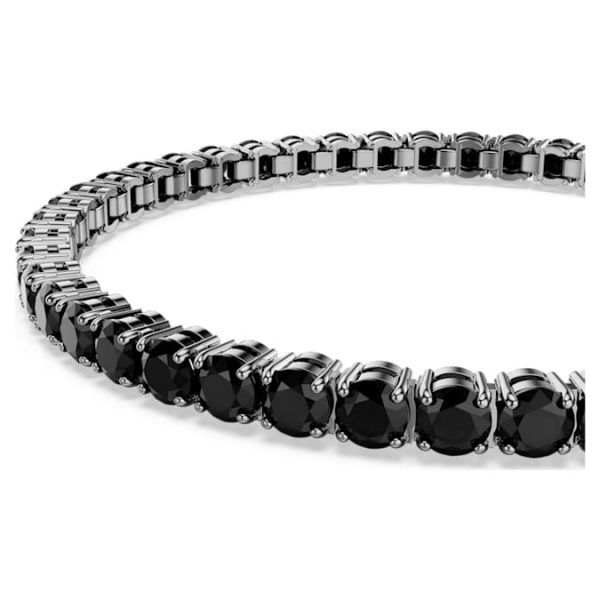 Matrix Tennis bracelet Round cut, Black, Ruthenium plated - Image 5