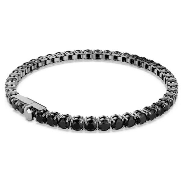 Matrix Tennis bracelet Round cut, Black, Ruthenium plated - Image 6