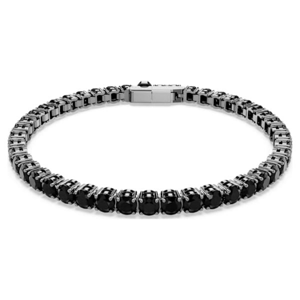 Matrix Tennis bracelet Round cut, Black, Ruthenium plated - Image 8