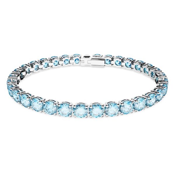 Matrix Tennis bracelet Round cut, Blue, Rhodium plated - Image 2