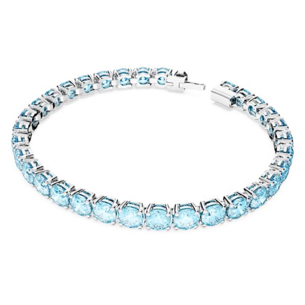 Matrix Tennis bracelet Round cut, Blue, Rhodium plated - Image 3