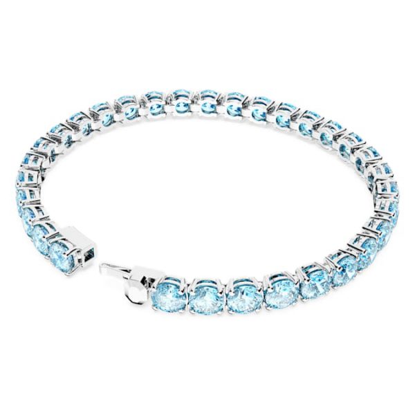 Matrix Tennis bracelet Round cut, Blue, Rhodium plated - Image 5